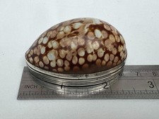Georgian Silver Mounted Cowrie Shell Pocket Snuff Box By George Richards 1812.