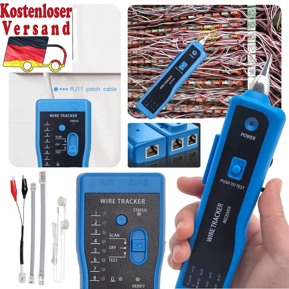 Ethernet LAN Network Cable Tester RJ11 RJ45 Cat5 Cat6 Telephone Wire Tracker Tra - Bild 2 von 4