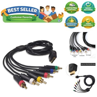 Component Audio Video Cable for PS2 / PS3, HD Multi Out Composite RCA Audio V...