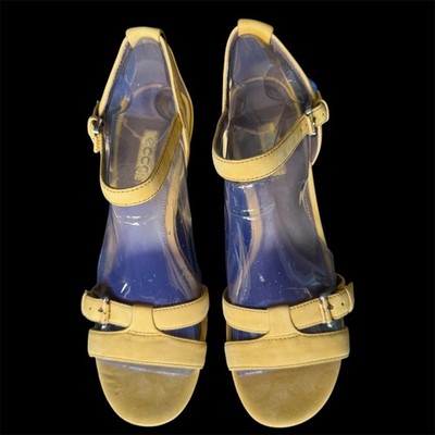 Ecco Rivas 75 Melon Nubuck Leather Strappy Wedge 9-9.5/EU 40 Sandals Never Worn