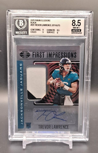 2021 Panini Illusions Black Trevor Lawrence RPA AUTO #101 /15 BGS 8.5 Jaguars RC