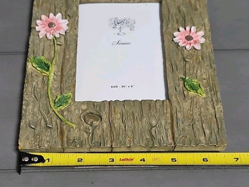 Vintage Holzoptik mit rosa Blumen Bilderrahmen hält 3,5"x5" Foto ohne Glas - Bild 10 von 11