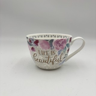 Life is Beautiful Large Portobello By Design Coffee Mug NWT