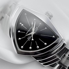 Hamilton Ventura H242111 Watch Stainless Steel Black Dial for Boys Vintage