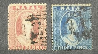 NATAL QV 1859 1d & 3d (SG9/10) Good Used £190