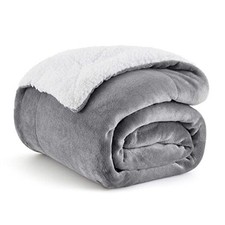 GentleSoft Sherpa Fleece Throw Blanket for Couch - Throw 50" x 60" 01 - Grey
