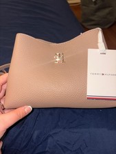 Tommy Hilfiger Pebbled Leather Crossbody Bag - Taupe / Tan Gold Hardware