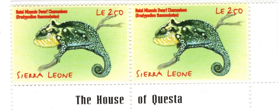 SIERRA LEONE 2001 African Reptiles, Snakes, Turtles,Cobra, Lizards Pair of 6 MNH - Image 2 of 4