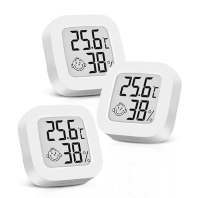 Set 3 Termometri Igrometri Digitali Mini - Per Monitorare Temperatura E Umidità In Casa, Serra, Incubatrice, Rettilario, Nero
