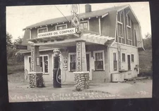 REAL PHOTO NEWAYGO MICHIGAN STANDARD OIL GAS STATION PUMPS POSTCARD COPY