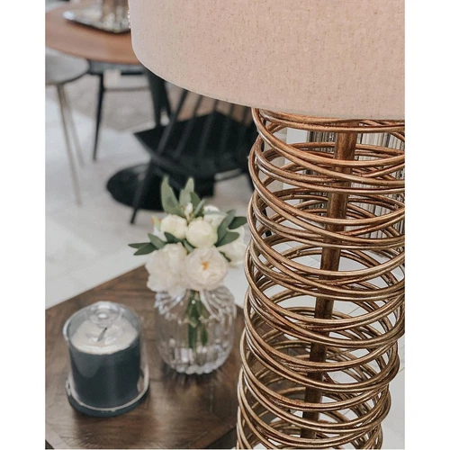 Stacked Metal Rings Cylinder Table Lamp 30 in Silver Champagne Entwined Circles - Picture 4 of 8