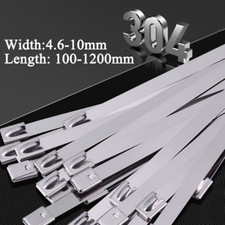 Metal Cable Zip Ties 304 Stainless Steel Self Lock Strap Width:4.6mm-10mm 