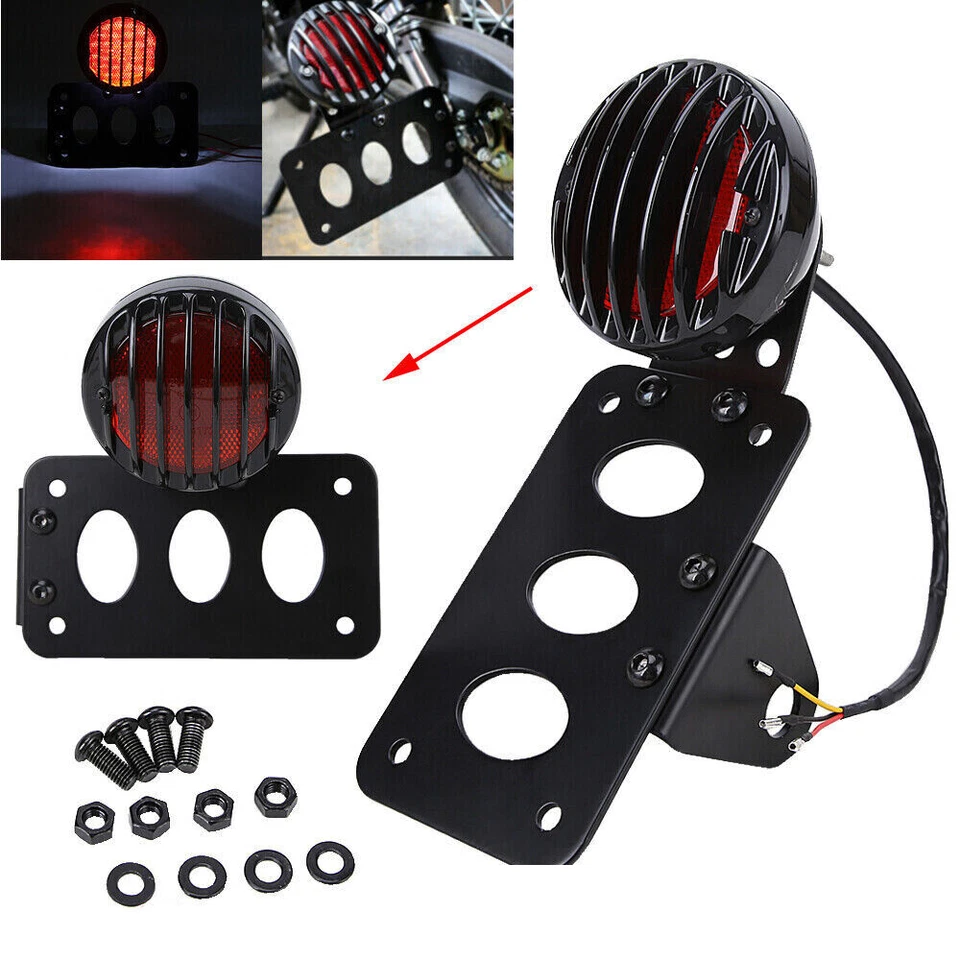 黑色 LED 尾部制动灯侧安装车牌支架适用于 Harley,BMW — 第 3/4 张图片
