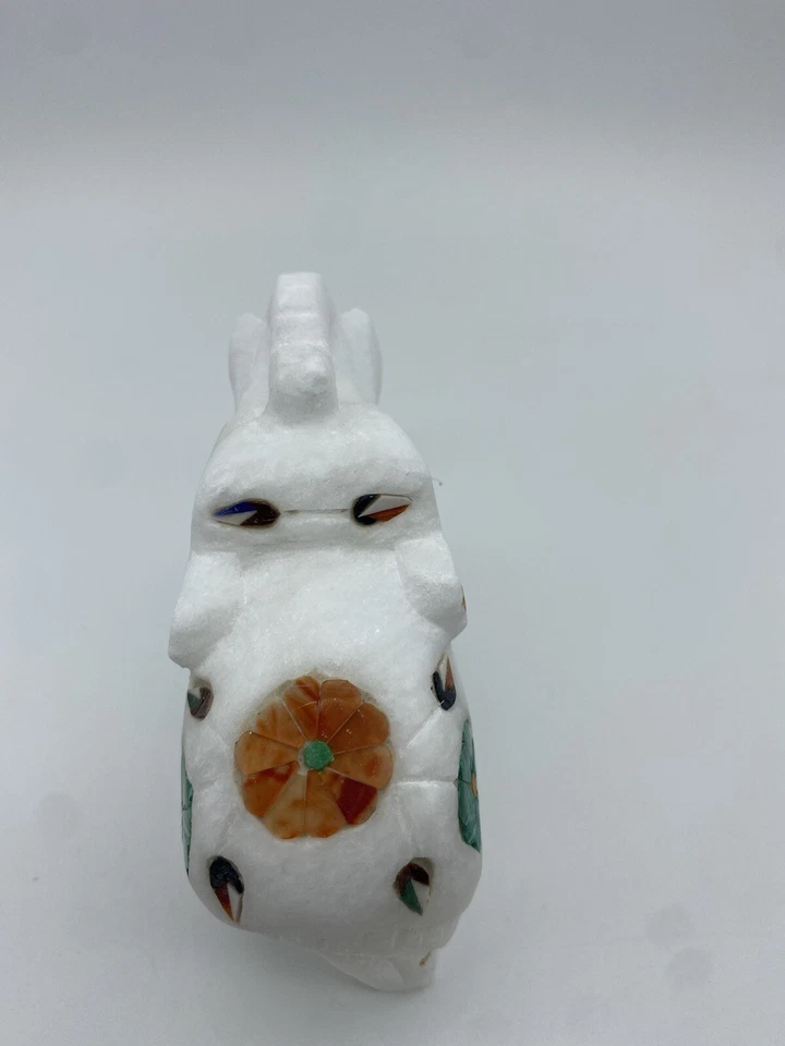 "Estatuilla de decoración del hogar multicolor elefante blanco tallado con piedra de jabón" Foto 3 de 4