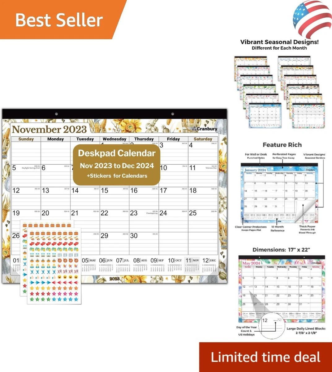 Large Desk Calendar 2024 22×17 Benny Cecelia