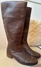 Women’s Sole Society Tall Brown Leather Boots Zip Knee High Size 8.5 / 39