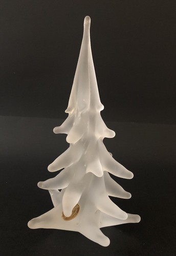 Vintage Saks Fifth Avenue Satinato Satin 9” Frosted Tree Sculpture Rare - 第 1/8 張圖片
