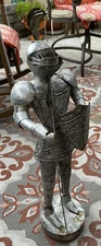 Tin Metal Medieval French Knight in Armor  w/Shield 27"