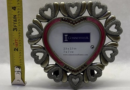 Heart-Shaped 4.5”x4.25” Frame Hearts Enamel Rhinestones 2.5”x2.5” Picture/Photo - Picture 12 of 14