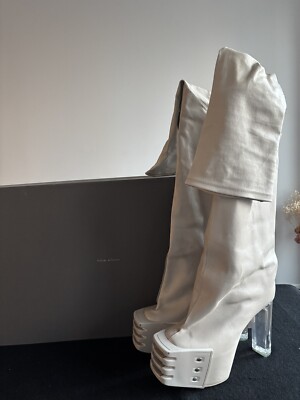 Rick Owens SS23 Runway Thigh high Kiss Boots White/Pearl Rick Owens SS23 Runway Thigh high Kiss Boots White/Pearl