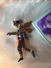 Estate Liztech Signed 1998 Silvertone Mirror WOODLAND SPRITE w Beads Mixed Mater