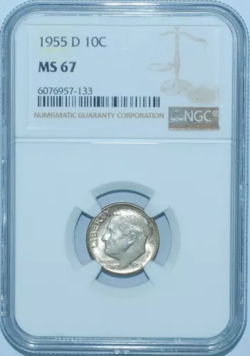 1955 D NGC MS67 Roosevelt Silver Dime