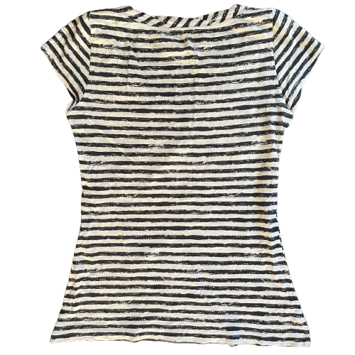 Tee-shirt Ann Taylor Loft Rose Clair à Pois, Col V, Taille XS - Occasion Très Bon état, Manches Courtes