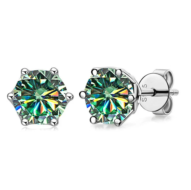 1 Carat Moissanite 925 Sterling Silver Solitaire Stud Earrings D VVS1 With GRA - Image 3 of 4