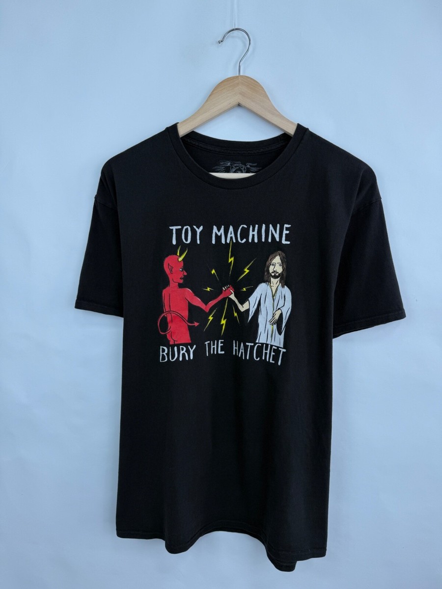 y*y様 Print Tee 2 toys 🇺🇸 Vtg Y2K Toy Machine Bury The Hatchet Skateboard T-Shirt size