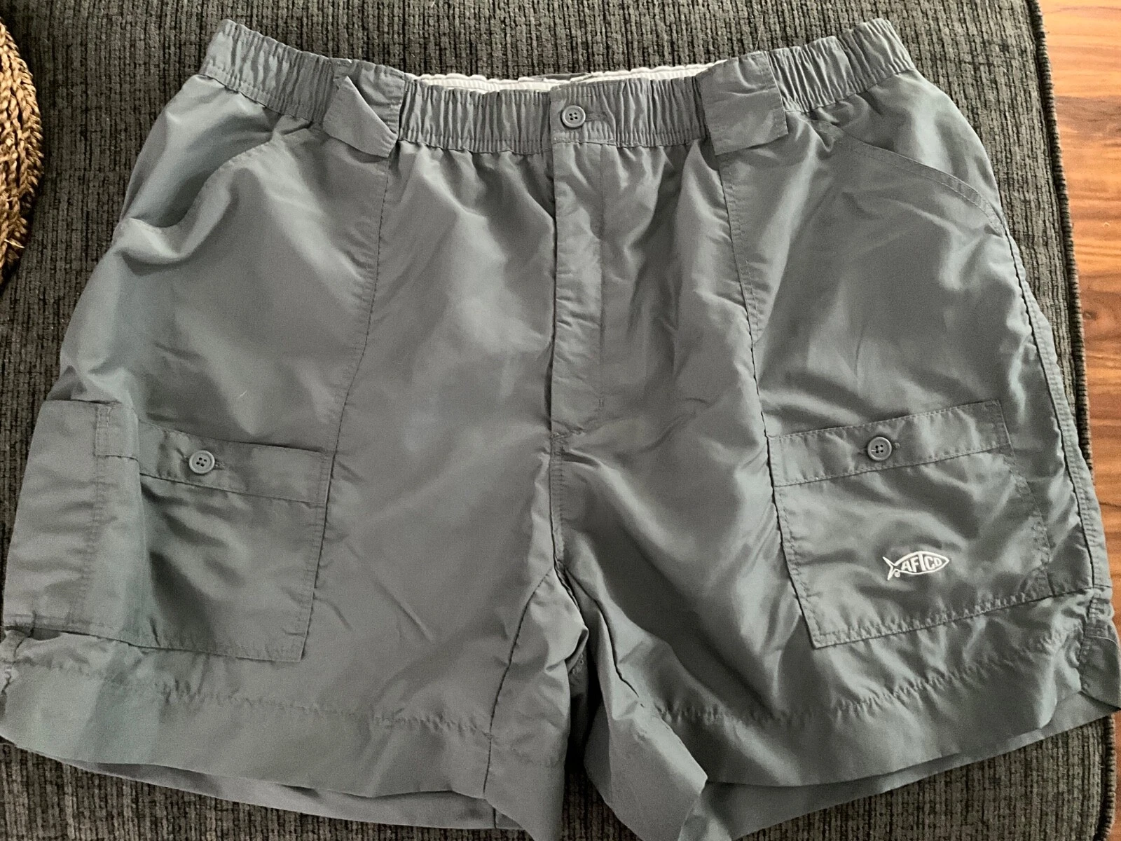 AFTCO Mens Fishing Shorts Size 42 Green Nylon Cargo Outdoor Boating Performance