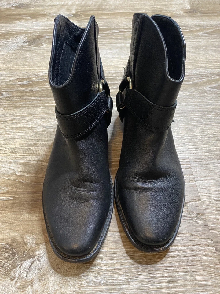 Botín Joie Alinn Western de cuero negro para mujer 37,5 botín con arnés 7 Foto 2 de 4