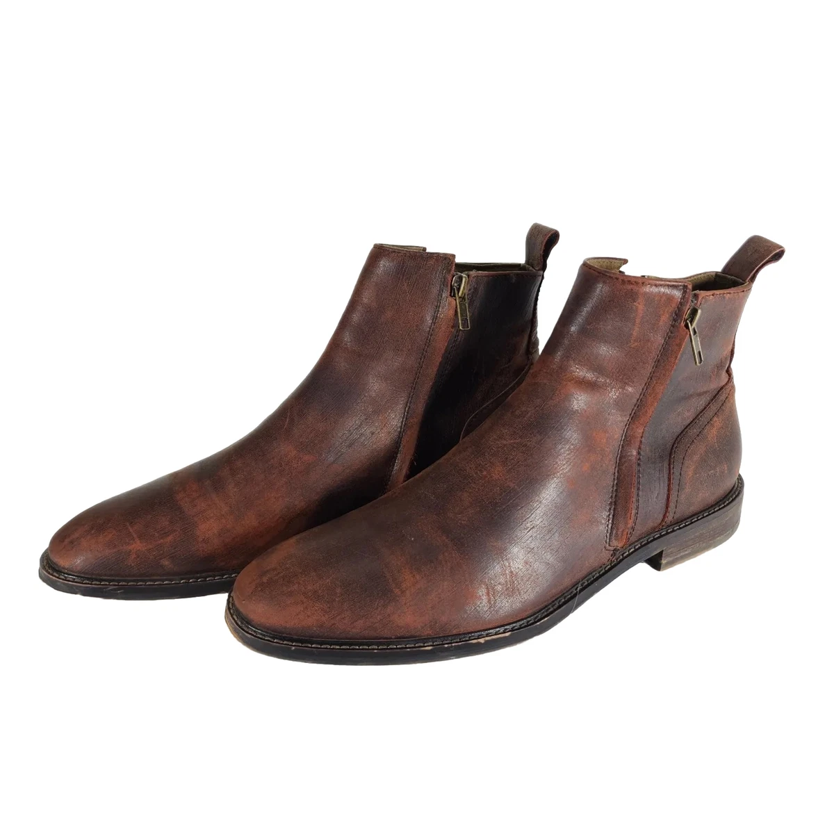 Aston Grey Men s Helani US10 5 Brown Burgandy Distressed Leather