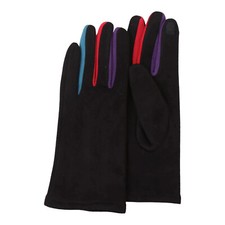 Black  Multicolor Touch Screen Gloves Stay Warm  Connected Soft Faux Suede 