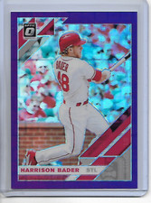 2019 Donruss Optic FOTL Harrison Bader Pandora Purple Prizm /99