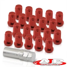 (20 Piece) Red M12 1.25 Thread JDM Racing Drifting Steel Closed End Lug Nuts Set