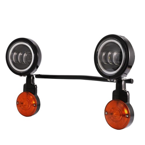 Motorcycle Driving Spot Fog Lights Bar Bracket Turn Signal Set For Harley Honda - Picture 7 of 11