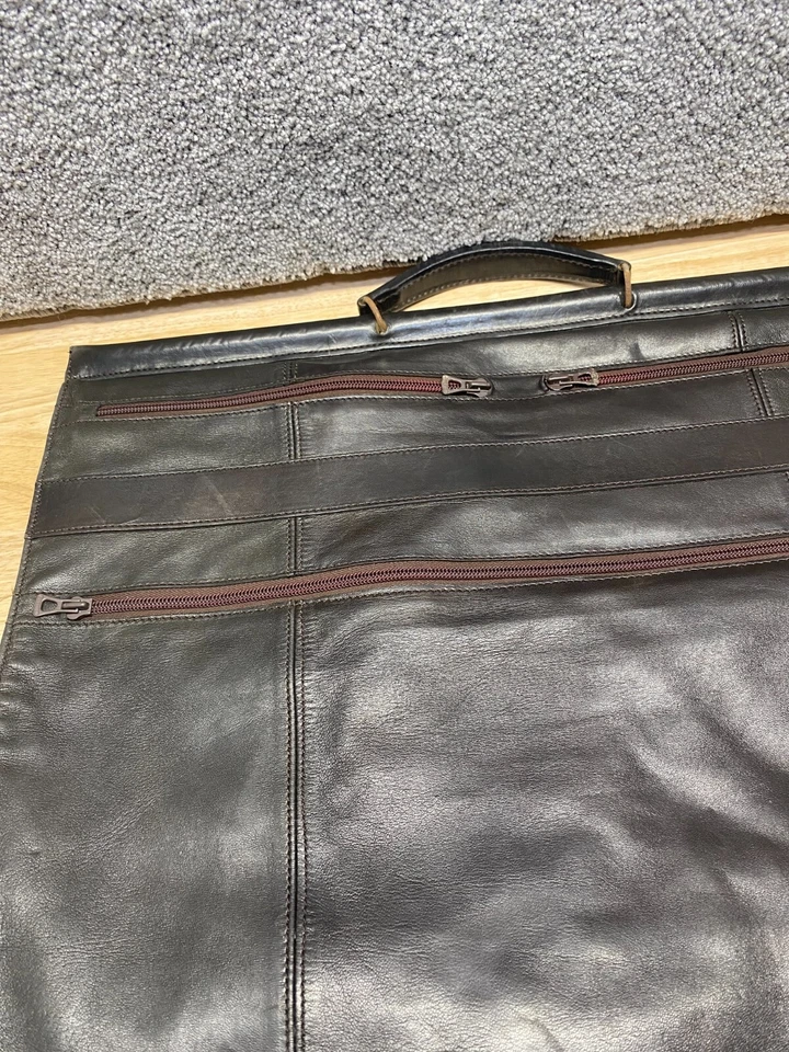 Bolsa de vestuário Longchamp Paris couro marrom vintage muito rara - Imagem 2 de 4