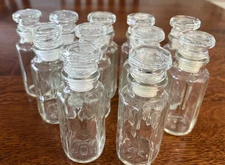 11 Vintage Owens Illinois Glass Spice Apothecary Jars Octagonal 5"