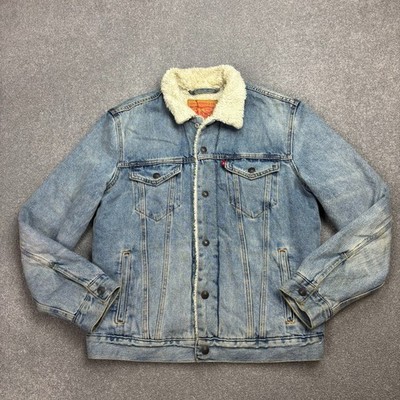 Levis Jeansjacke Erwachsene mittelblau Sherpa gefüttert Trucker Red Tab Utility Herren