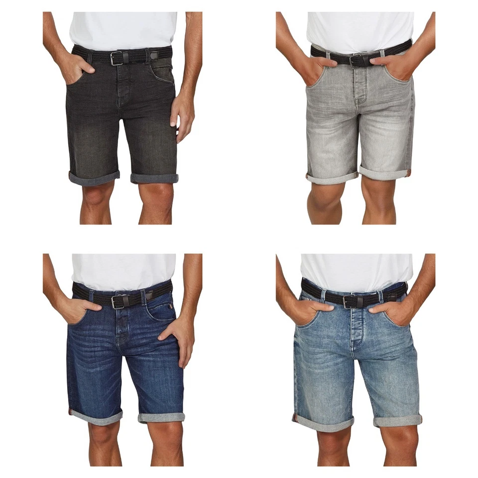 DENIMFY Jeans Shorts Herren Stretch Kurz mit Gürtel Regular Fit DFBo Kurze Hosen - Bild 1 von 1