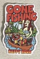 Happy Hour Gone Fishing Skateboarding Sticker Decal Skateboard