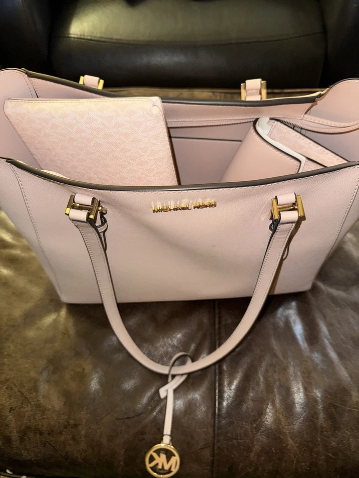 MICHAEL KORS CHARLOTTE LG 3 in 1 ZIP TOTE SHOULDER BAG CROSSBODY PINK LEATHER - Image 3 of 4