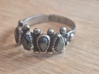 925 Sterling Silver Vintage Ring WHEELER Hematite Pear Design  Size 9