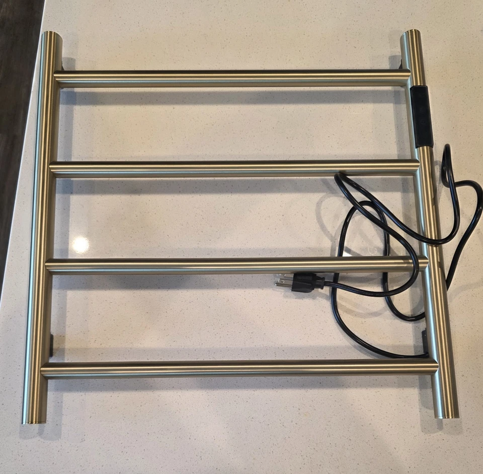 Calentador de toallas eléctrico de 4 barras montado en la pared con control de temperatura temporizador Foto 4 de 4