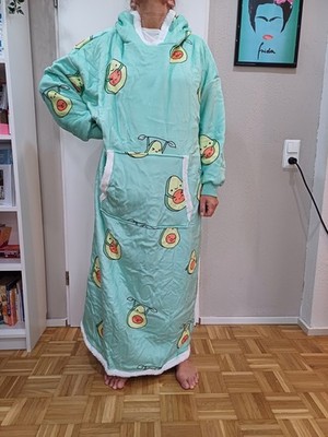Pulloverkleid Winterkleid Warm Oversize Einheitsgröße Warm Winter Avocado Kapuze