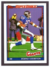 1991 Topps - Rodney Hampton #18 - Super Rookie - New York Giants - Rookie Card. rookie card picture