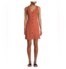 Madewell Sleeveless Button-Front Rust Orange Dress Size Small Style AL300 NWT