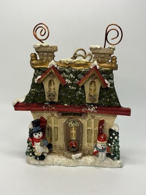 Kurt Adler Snowman House Rustic Christmas Ornament Hand Painted Resin
