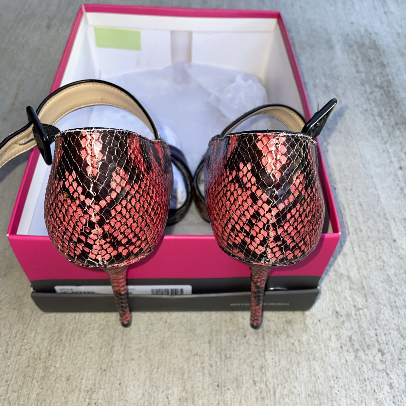 Vince Camuto Sessen, open toe python heels size 1… - image 5