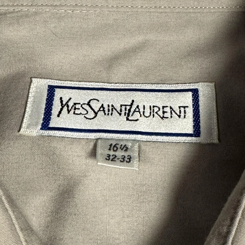 Camisa de Vestir Yves Saint Laurent Para Hombre 16.5 Beige Manga Larga Botón Delantero Clásica Foto 2 de 4